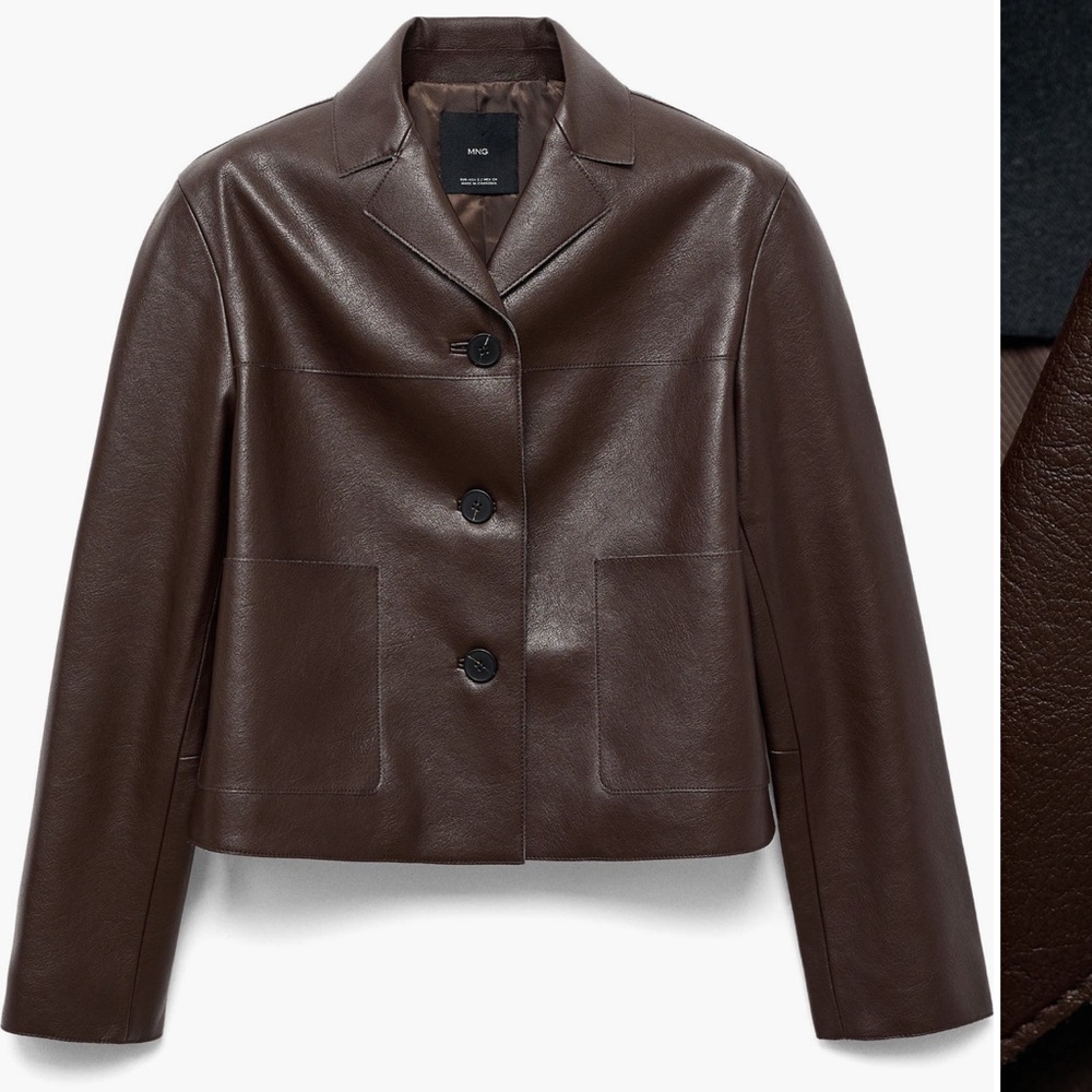Mango Dark Brown Faux Leather Jacket